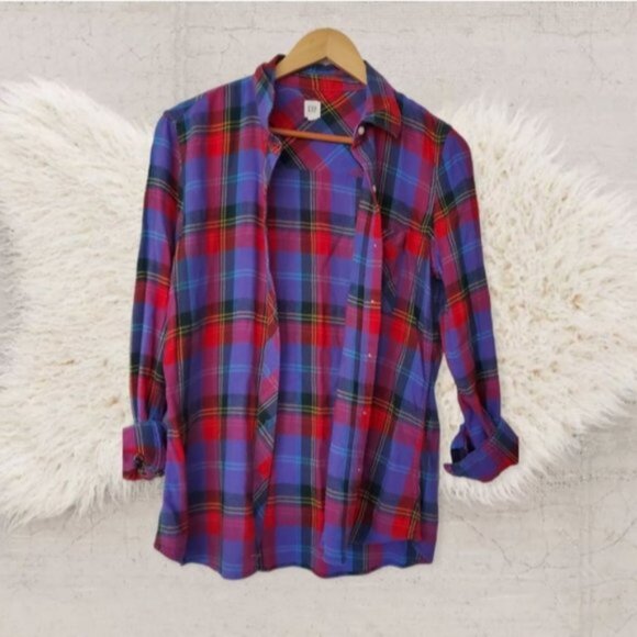GAP "Purple Plaid" Super soft Cottagecore Long sleeve top- M - Picture 6 of 15